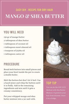 Here is a great natural hair diy product “Whipped Mango & Shea Butter”. This nat ...