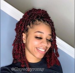 Distressed faux locs in red ??