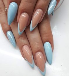 nude + pale blue nails
