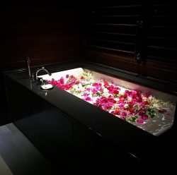 bath, flowers, and luxury