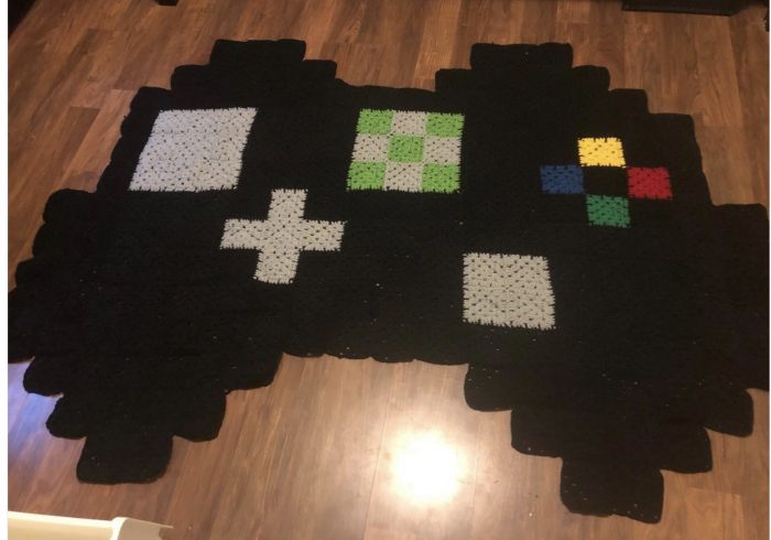 Crocheted XBox controller rug