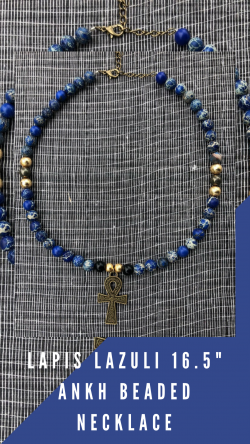 Lapis Lazuli 16.5″ Ankh Beaded