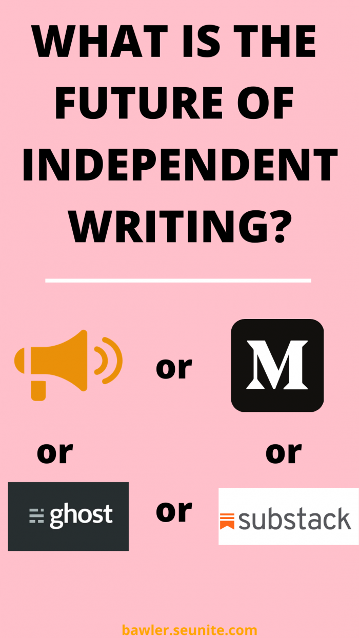 What is the future of Independent writing? www.medium.com bawler.seunite.com ghost.com substack. ...