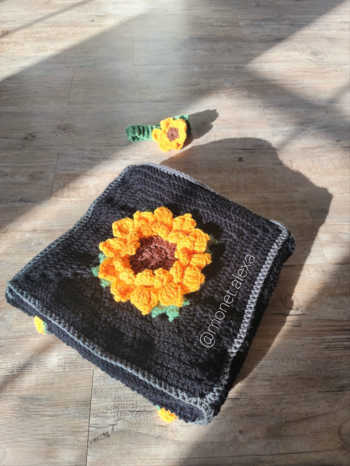 Crochet Sunflower Blanket and Headband