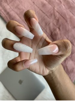 Pink and White Coffin Acrylic Nails