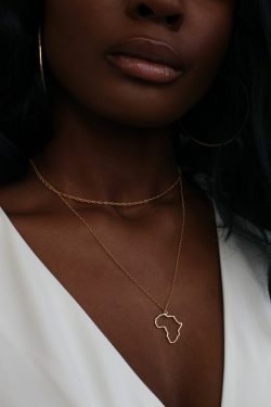 Africa outline necklace in gold