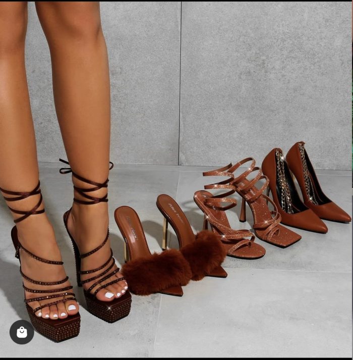Brown high heels