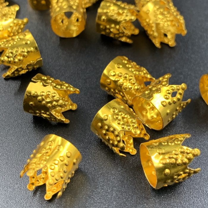 Gold Crown Hair Beads
