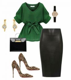 Green and black leather