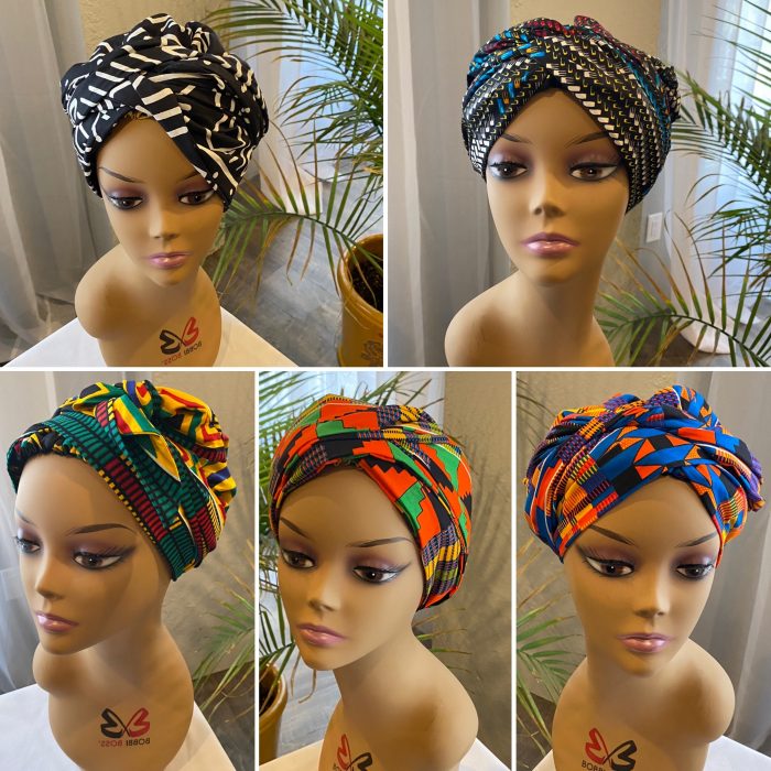 African Print satin Lined Headwrap Bonnet
