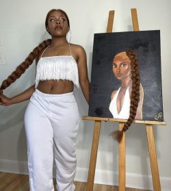 3d art real hair on canvas