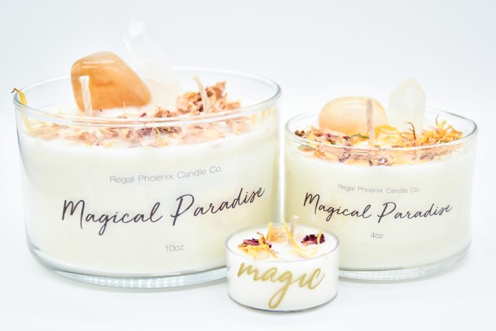 “Magical Paradise” Crystal & Reiki Infused Soy Candle
