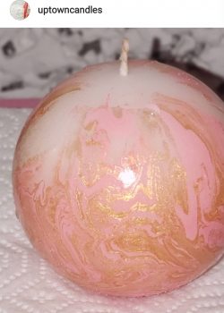 Pink/Gold sphere candle