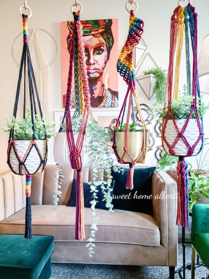 Rainbow Macrame Plant Hangers by Sweet Home Alberti