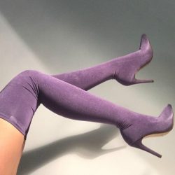 Purple Thigh High Stiletto Boots