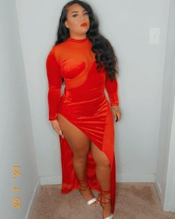 Valentine’s Day Dress| Red Velvet Maxi with Long Sexy Split