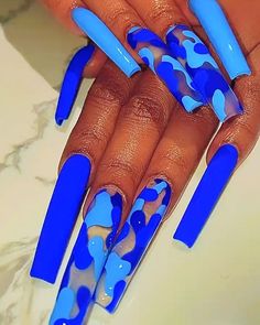 blue camo nails