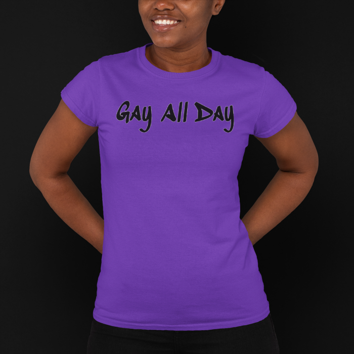 Gay All Day, tshirt black woman