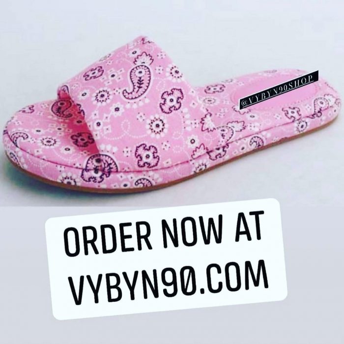 “MISS PINKY” -Pink Bandana Print Flat Slide Sandals