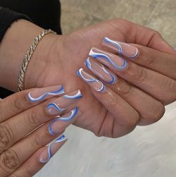 blue swirl acrylic nails