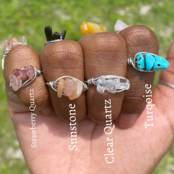 Crystal wire wrapped rings