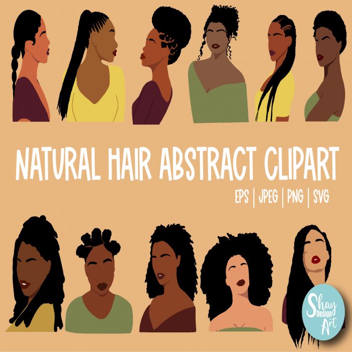 Natural Hair Abstract Clipart