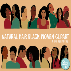 Natural Hair Black Women Clipart