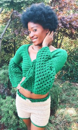 Crochet Bell sleeve top and shorts