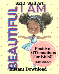 Positive Affirmations for Girls 8×10 Wall Art
