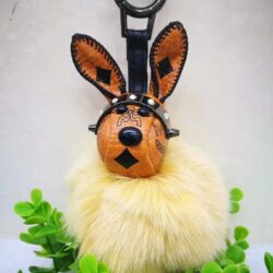MCM Rabbit Charm with Fox Fur In Visetos Brown